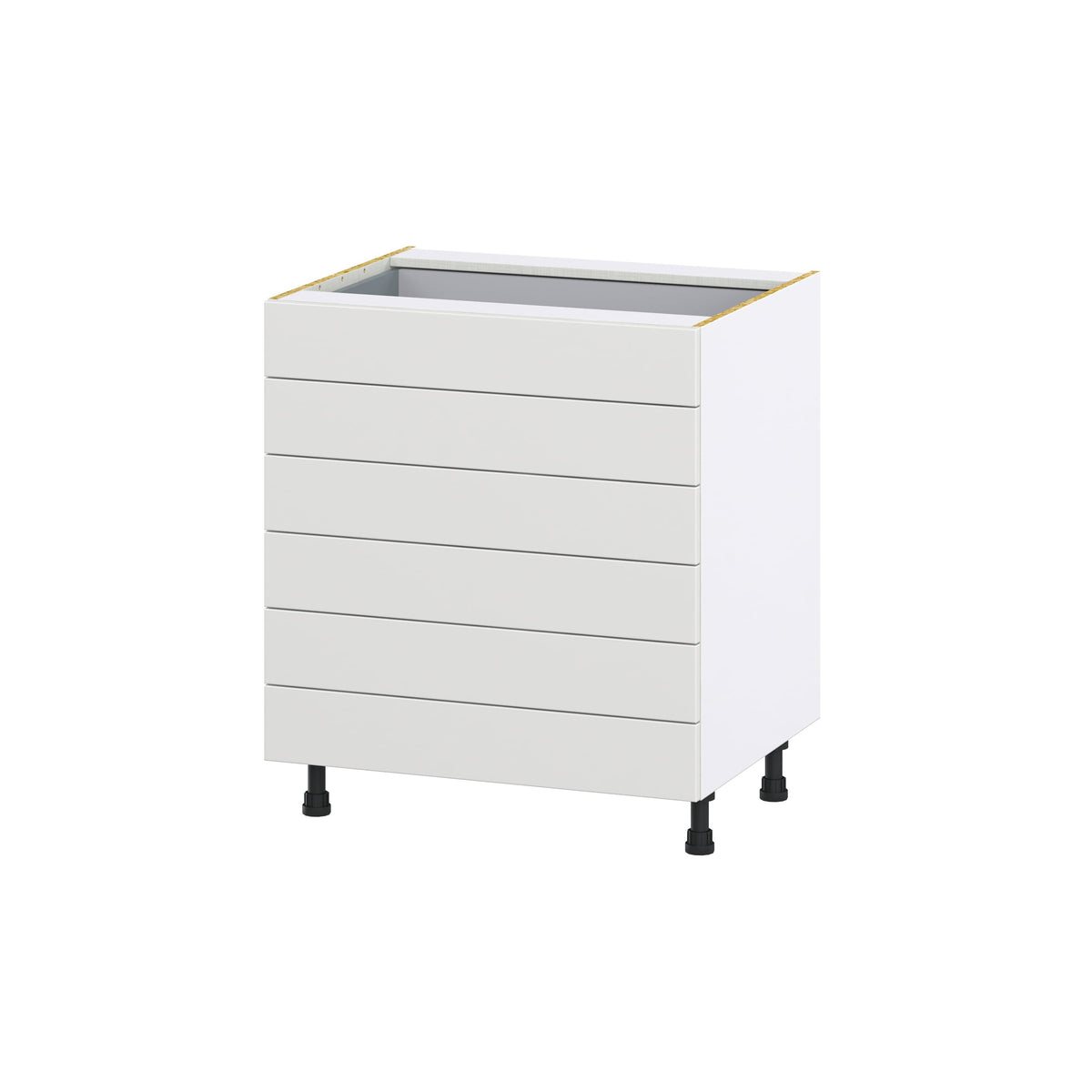 Hugo&Borg Riviera 30-in W x 34.5-in H x 24-in D Bright White 6-Drawer Base Fully Assembled Cabinet