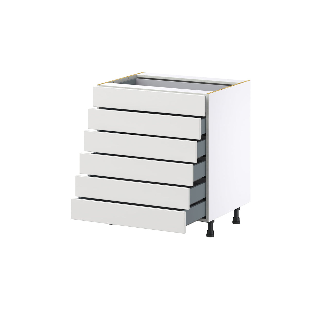 Hugo&Borg Riviera 30-in W x 34.5-in H x 24-in D Bright White 6-Drawer Base Fully Assembled Cabinet