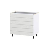 Hugo&Borg Riviera 36-in W x 34.5-in H x 24-in D Bright White 6-Drawer Base Fully Assembled Cabinet