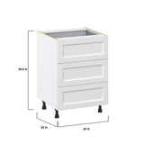 Hugo&Borg Riviera 24-in W x 34.5-in H x 24-in D Bright White 3-Drawer Base Fully Assembled Cabinet
