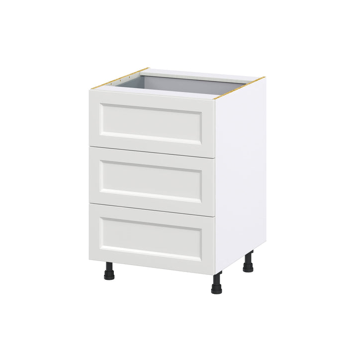 Hugo&Borg Riviera 24-in W x 34.5-in H x 24-in D Bright White 3-Drawer Base Fully Assembled Cabinet