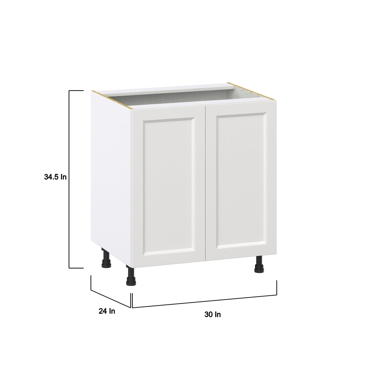 Hugo&Borg Riviera 30-in W x 34.5-in H x 24-in D Bright White Sink Base Fully Assembled Cabinet (Recessed Panel Shaker Style)