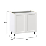 Hugo&Borg Riviera 36-in W x 34.5-in H x 24-in D Bright White Sink Base Fully Assembled Cabinet (Recessed Panel Shaker Style)