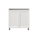 Hugo&Borg Riviera 36-in W x 34.5-in H x 24-in D Bright White Sink Base Fully Assembled Cabinet (Recessed Panel Shaker Style)