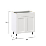 Hugo&Borg Riviera 30-in W x 34.5-in H x 24-in D Bright White Sink Base Fully Assembled Cabinet (Recessed Panel Shaker Style)