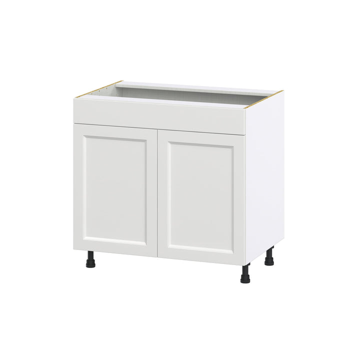 Hugo&Borg Riviera 36-in W x 34.5-in H x 24-in D Bright White Sink Base Fully Assembled Cabinet (Recessed Panel Shaker Style)