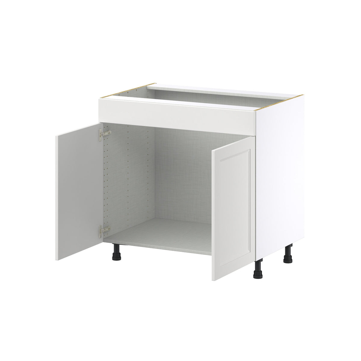 Hugo&Borg Riviera 36-in W x 34.5-in H x 24-in D Bright White Sink Base Fully Assembled Cabinet (Recessed Panel Shaker Style)