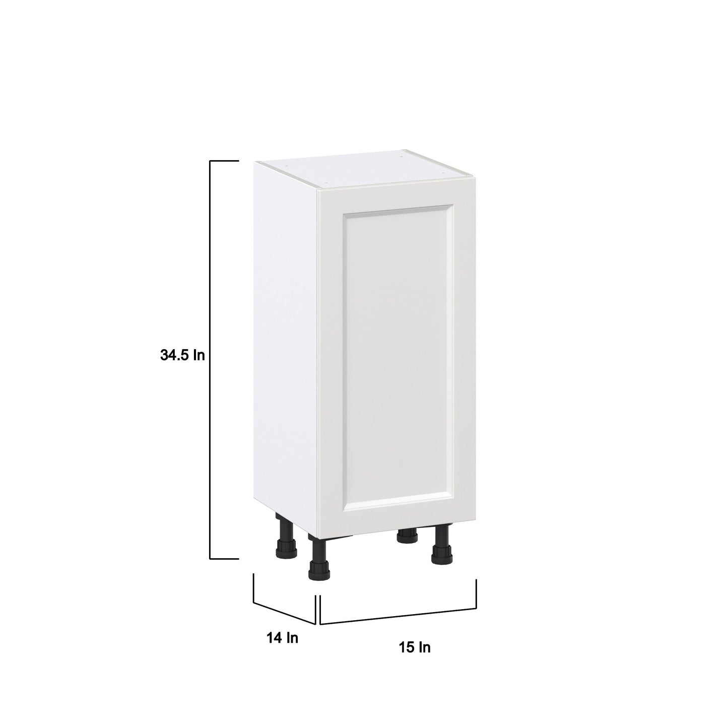 Hugo&Borg Riviera 15-in W x 34.5-in H x 14-in D Bright White Base Fully Assembled Cabinet (Recessed Panel Shaker Door Style)