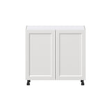 Hugo&Borg Riviera 36-in W x 34.5-in H x 14-in D Bright White Base Fully Assembled Cabinet (Recessed Panel Shaker Door Style)