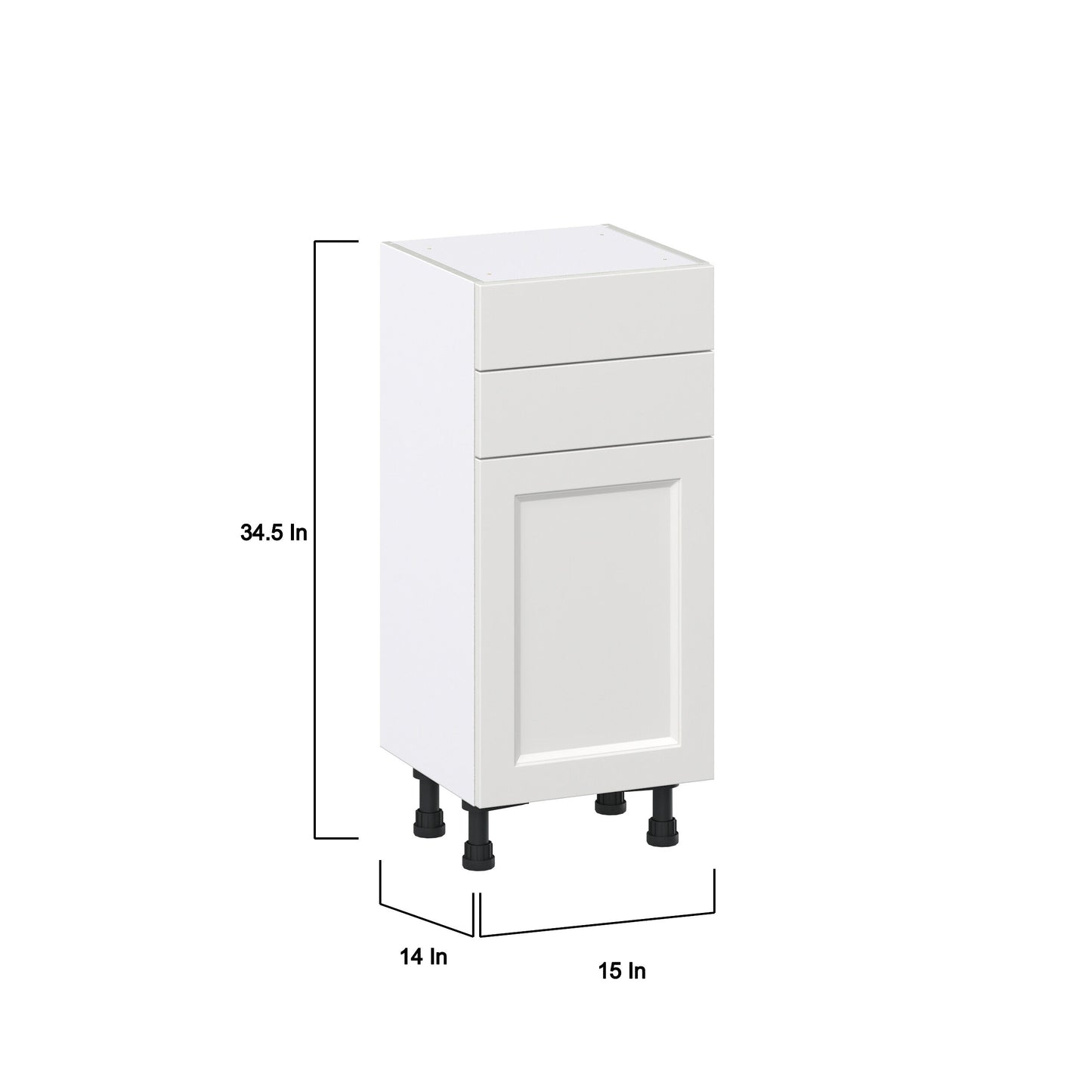 Hugo&Borg Riviera 15-in W x 34.5-in H x 14-in D Bright White 2-Drawers Base Fully Assembled Cabinet (Recessed Panel Shaker Style)