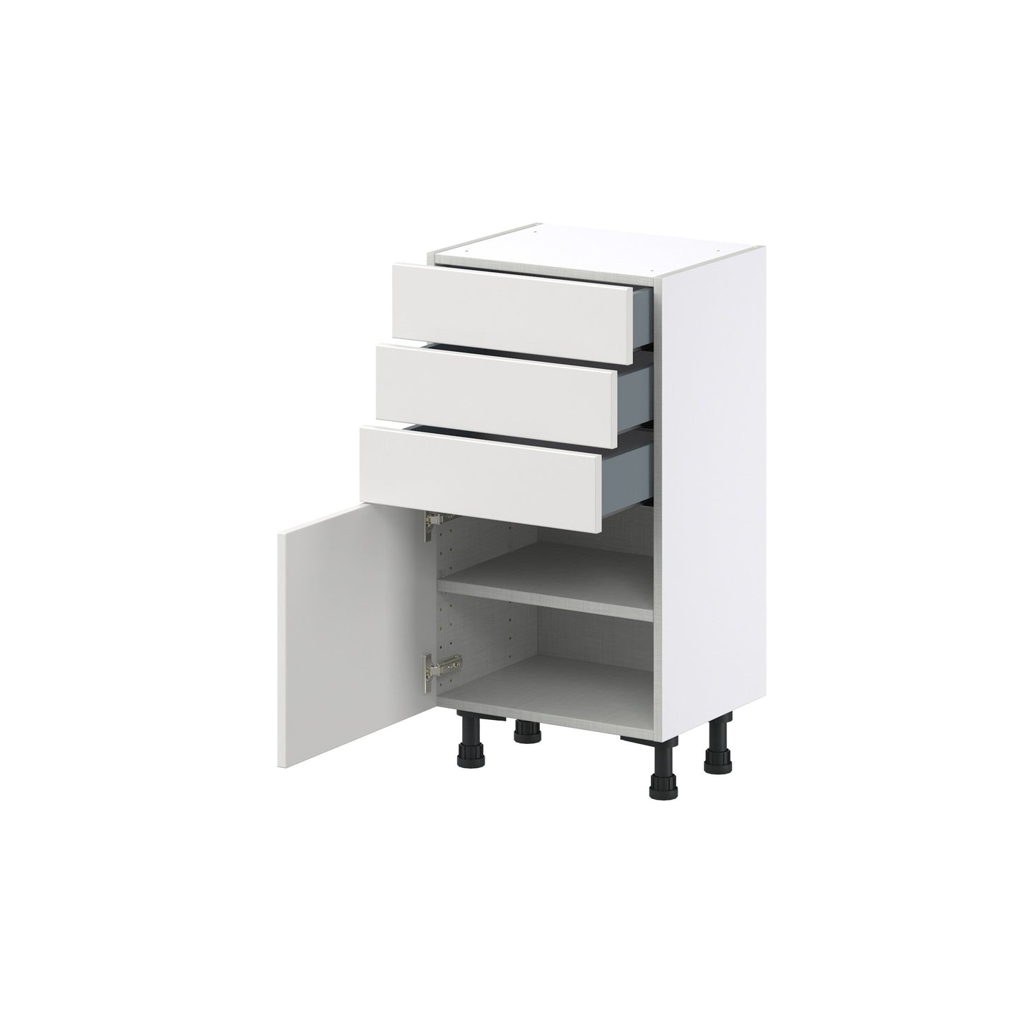 Hugo&Borg Riviera 18-in W x 34.5-in H x 14-in D Bright White 3-Drawers Base Fully Assembled Cabinet (Recessed Panel Shaker Style)