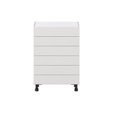 Hugo&Borg Riviera 24-in W x 34.5-in H x 14-in D Bright White 6-Drawer Base Fully Assembled Cabinet