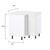 Hugo&Borg Riviera 36-in W x 34.5-in H x 24-in D Bright White Blind Corner Base Fully Assembled Cabinet (Recessed Panel Shaker Style)