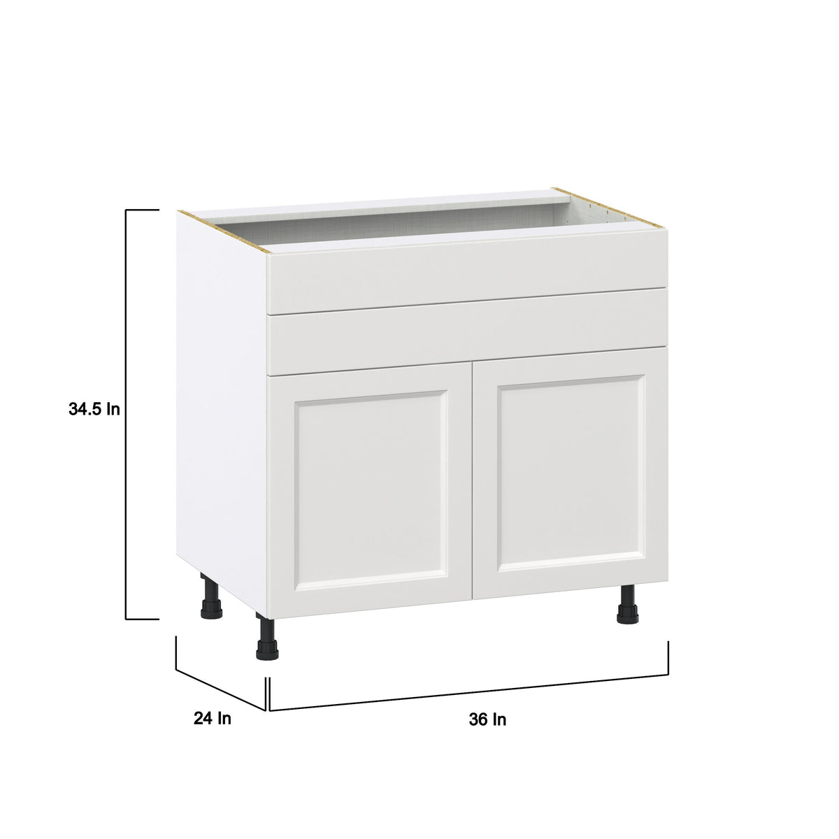 Hugo&Borg Riviera 36-in W x 34.5-in H x 24-in D Bright White 1-Drawer Base Fully Assembled Cabinet (Recessed Panel Shaker Style)