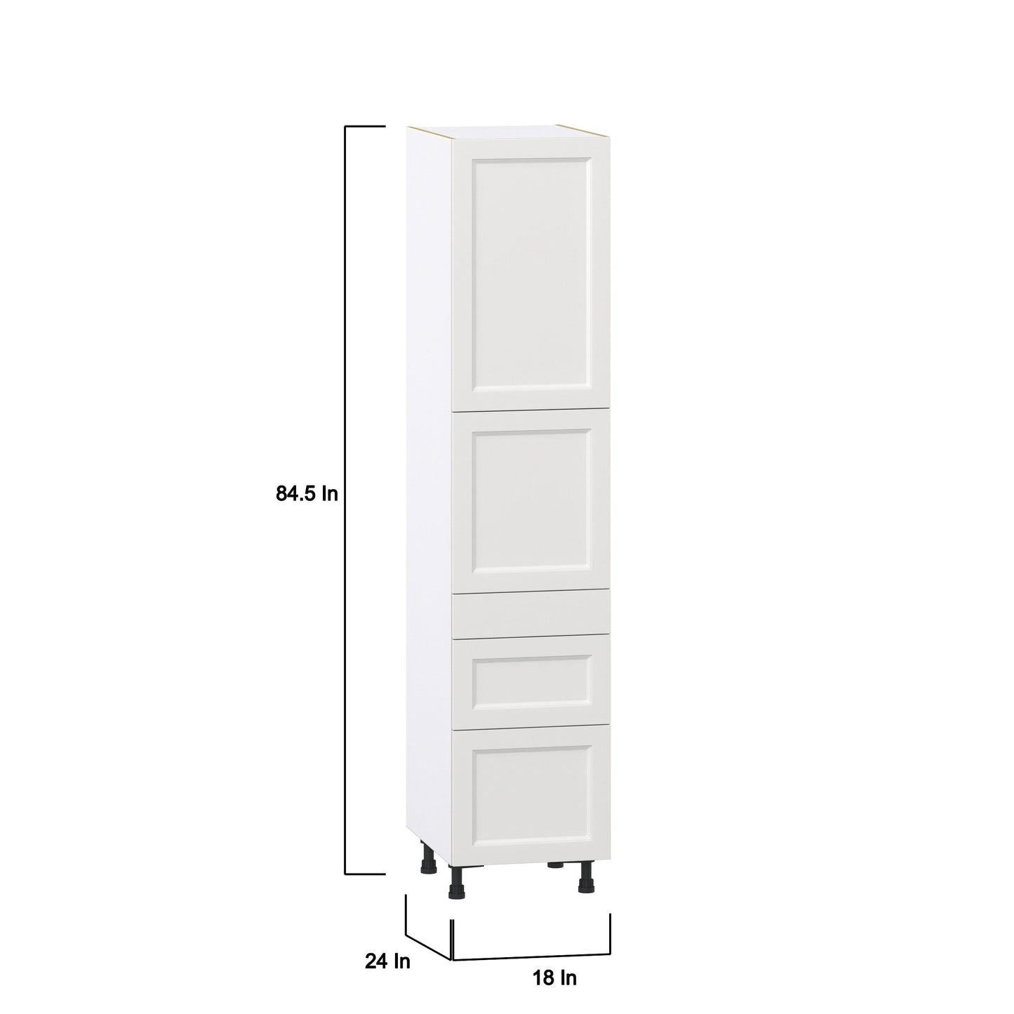 Hugo&Borg Riviera 18-in W x 84.5-in H x 24-in D Bright White 3-Drawers Pantry Fully Assembled Cabinet (Recessed Panel Shaker Style)