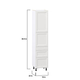 Hugo&Borg Riviera 18-in W x 84.5-in H x 24-in D Bright White 3-Drawers Pantry Fully Assembled Cabinet (Recessed Panel Shaker Style)