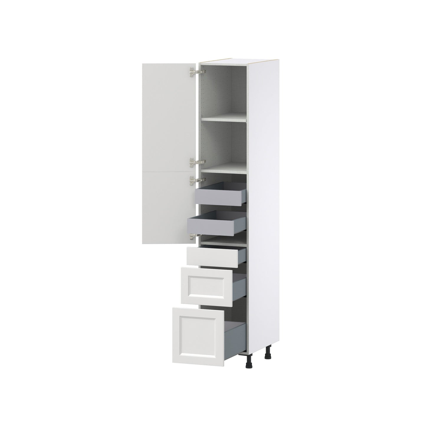 Hugo&Borg Riviera 15-in W x 84.5-in H x 24-in D Bright White 3-Drawers Pantry Fully Assembled Cabinet (Recessed Panel Shaker Style)