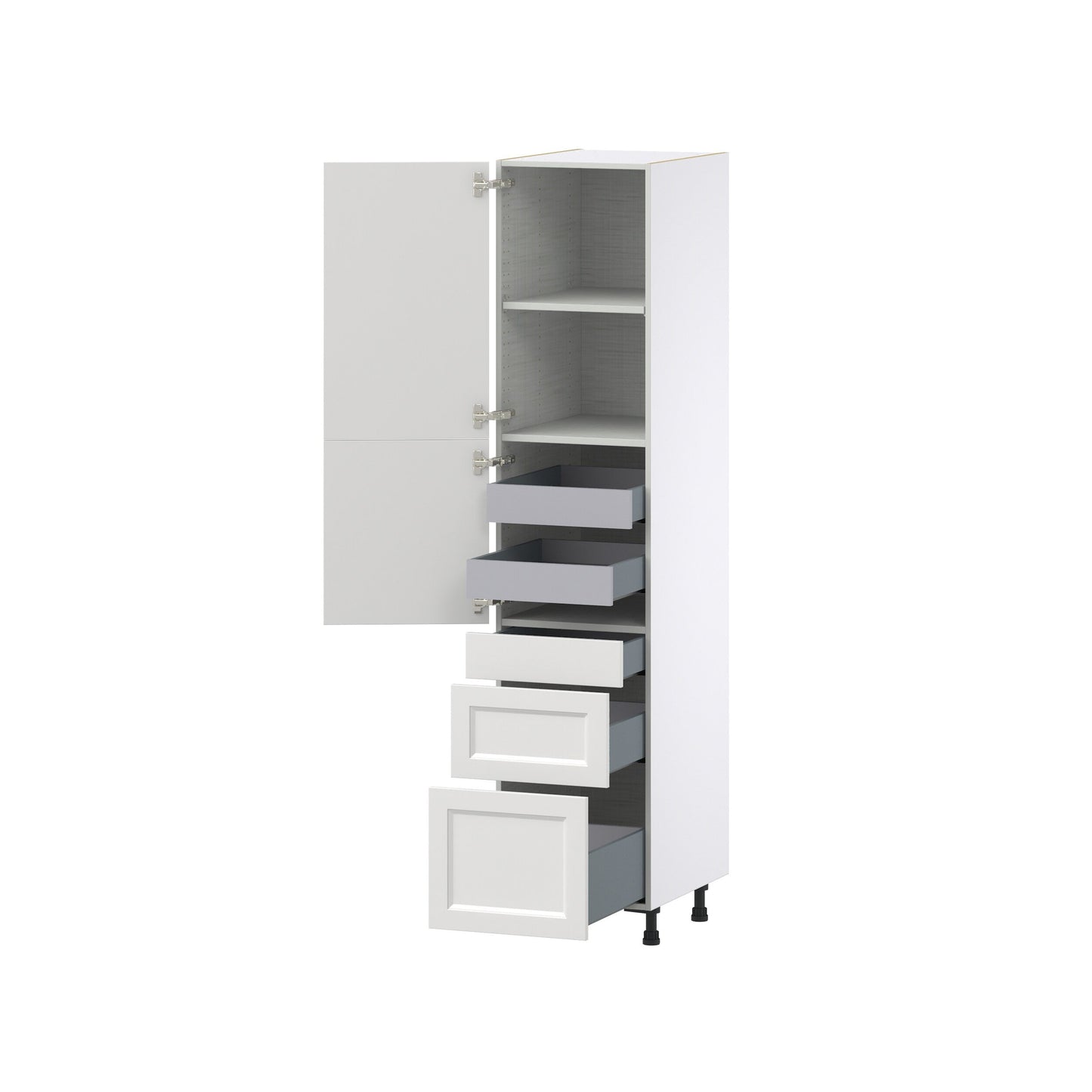 Hugo&Borg Riviera 18-in W x 84.5-in H x 24-in D Bright White 3-Drawers Pantry Fully Assembled Cabinet (Recessed Panel Shaker Style)