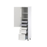 Hugo&Borg Riviera 18-in W x 84.5-in H x 24-in D Bright White 3-Drawers Pantry Fully Assembled Cabinet (Recessed Panel Shaker Style)