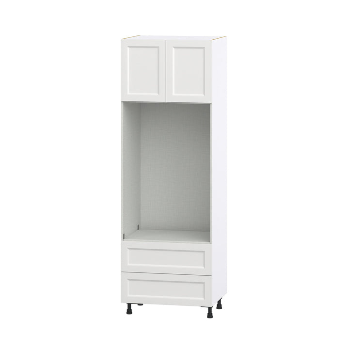 Hugo&Borg Riviera 30-in W x 89.5-in H x 24-in D Bright White 2-Drawers Microwave Base Fully Assembled Cabinet (Recessed Panel Shaker Style)