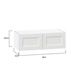 Hugo&Borg Riviera 30-in W x 10-in H x 14-in D Bright White Wall Fully Assembled Cabinet (Recessed Panel Shaker Door Style)