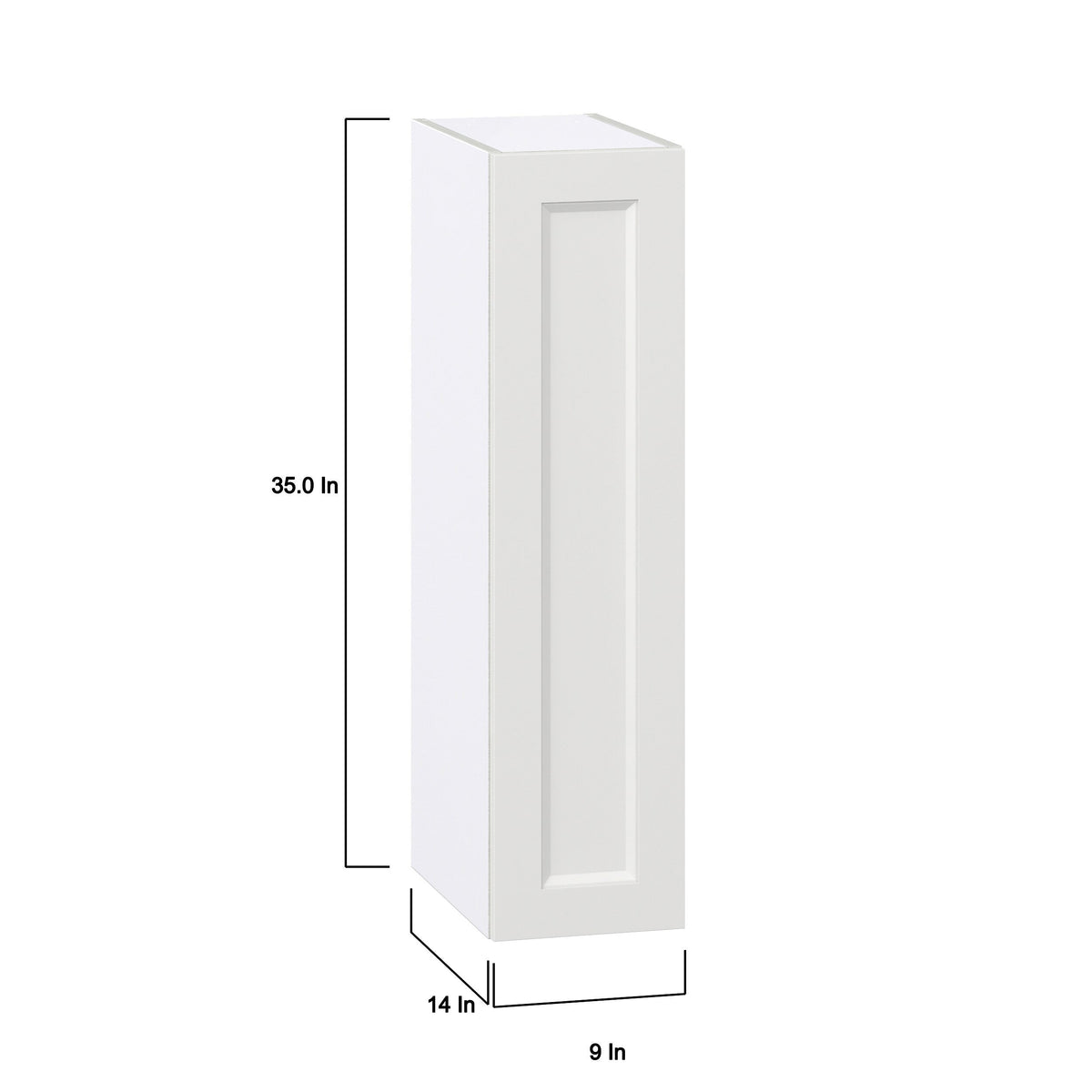 Hugo&Borg Riviera 9-in W x 35-in H x 14-in D Bright White Wall Fully Assembled Cabinet (Recessed Panel Shaker Door Style)