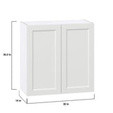 Hugo&Borg Riviera 30-in W x 30-in H x 14-in D Bright White Wall Fully Assembled Cabinet (Recessed Panel Shaker Door Style)
