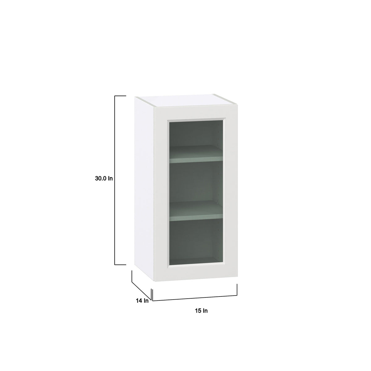Hugo&Borg Riviera 15-in W x 30-in H x 14-in D Bright White Wall Fully Assembled Cabinet (Glass Panel Shaker Door Style)