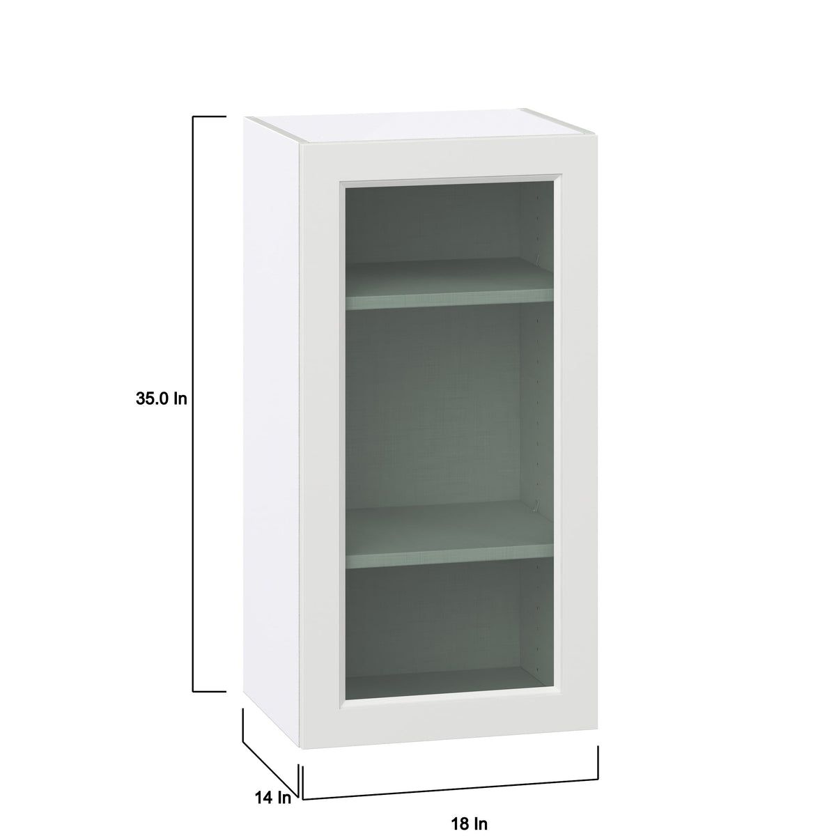 Hugo&Borg Riviera 18-in W x 35-in H x 14-in D Bright White Wall Fully Assembled Cabinet (Glass Panel Shaker Door Style)
