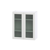 Hugo&Borg Riviera 30-in W x 35-in H x 14-in D Bright White Wall Fully Assembled Cabinet (Glass Panel Shaker Door Style)