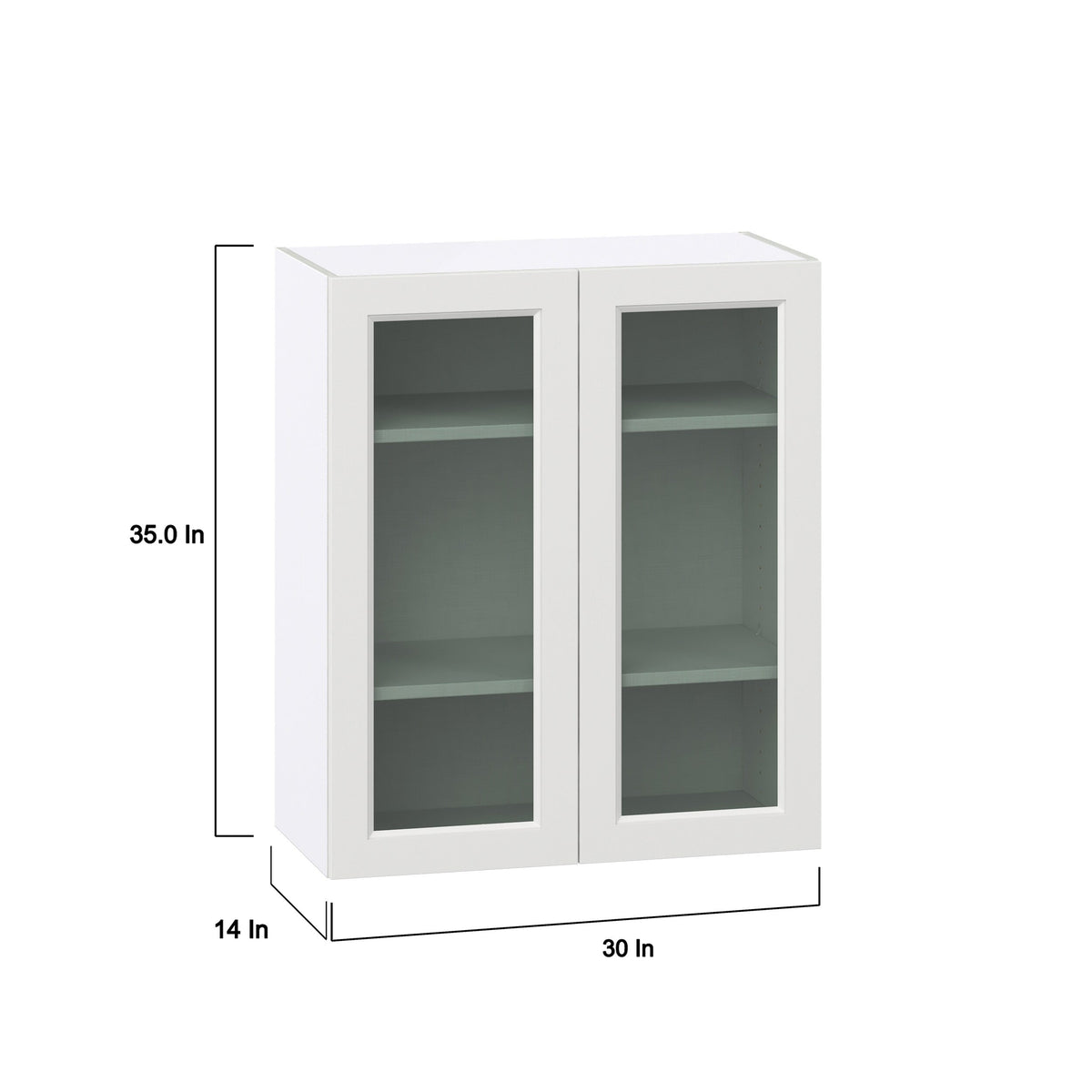 Hugo&Borg Riviera 30-in W x 35-in H x 14-in D Bright White Wall Fully Assembled Cabinet (Glass Panel Shaker Door Style)