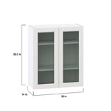Hugo&Borg Riviera 30-in W x 35-in H x 14-in D Bright White Wall Fully Assembled Cabinet (Glass Panel Shaker Door Style)