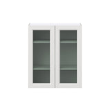 Hugo&Borg Riviera 30-in W x 35-in H x 14-in D Bright White Wall Fully Assembled Cabinet (Glass Panel Shaker Door Style)