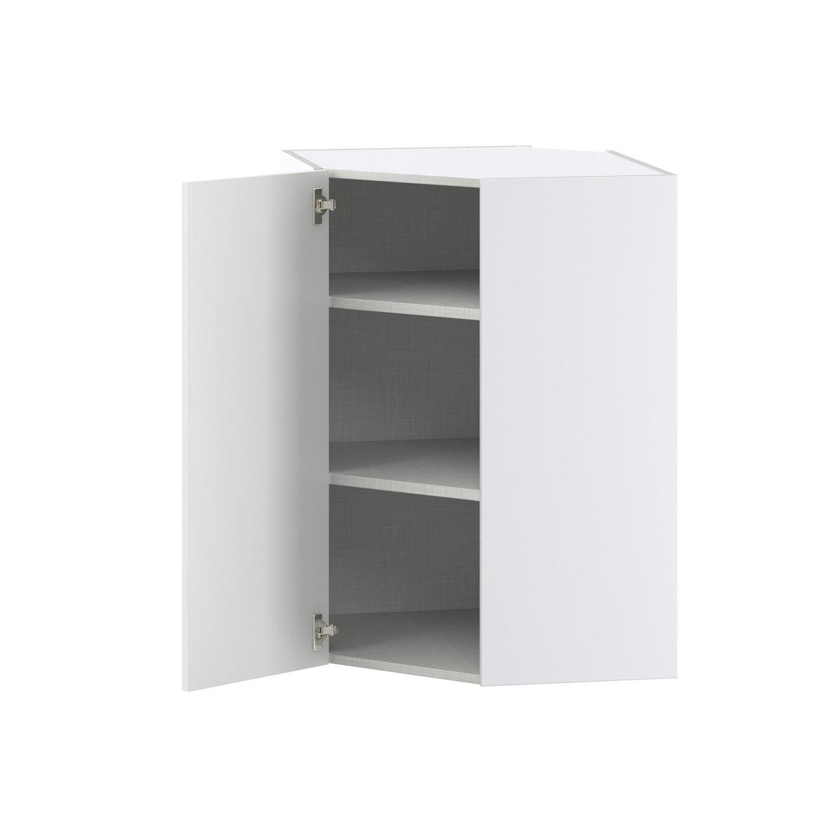 Hugo&Borg Riviera 24-in W x 35-in H x 14-in D Bright White Diagonal Corner Wall Fully Assembled Cabinet (Recessed Panel Shaker Style)