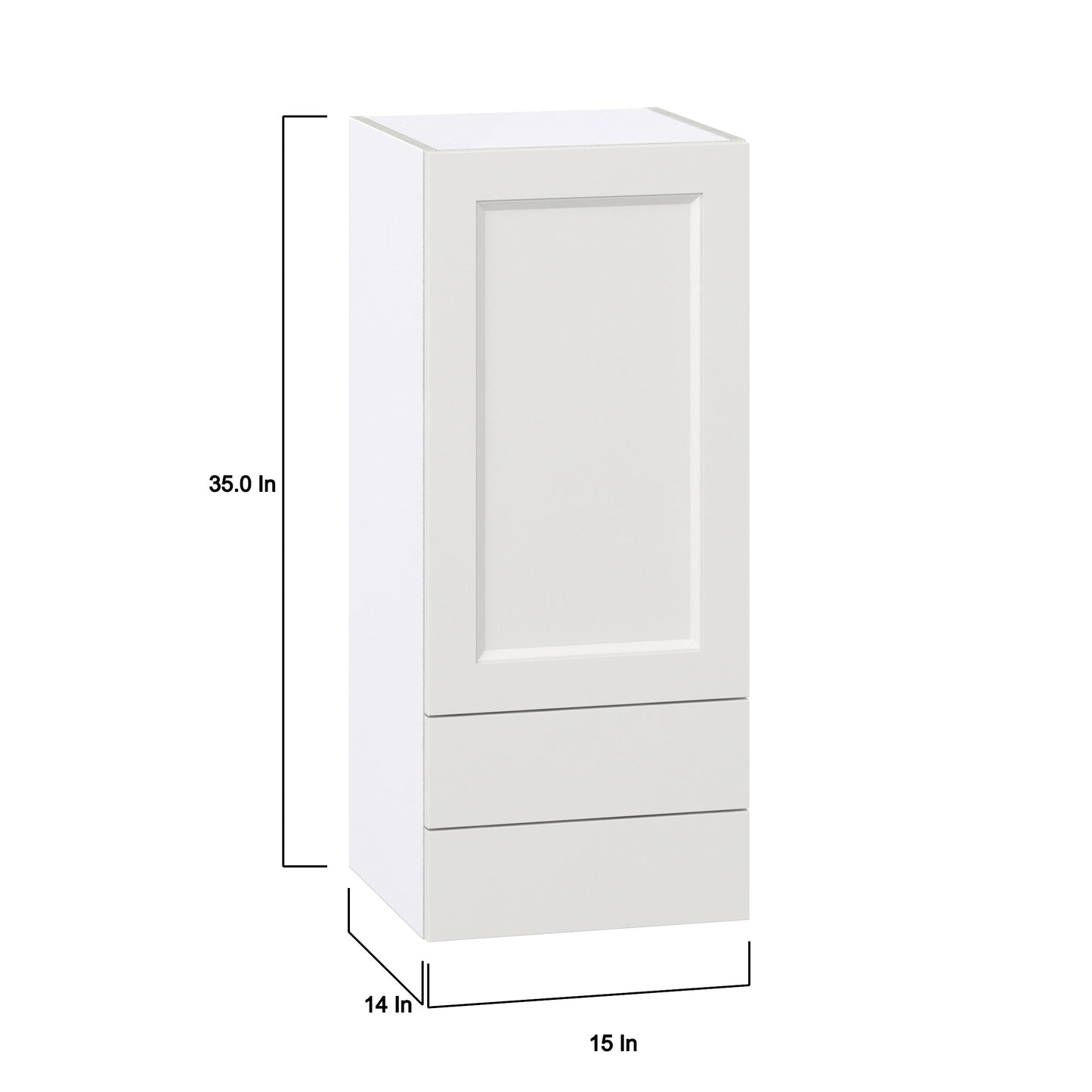 Hugo&Borg Riviera 15-in W x 35-in H x 14-in D Bright White 2-Drawers Wall Fully Assembled Cabinet (Recessed Panel Shaker Style)
