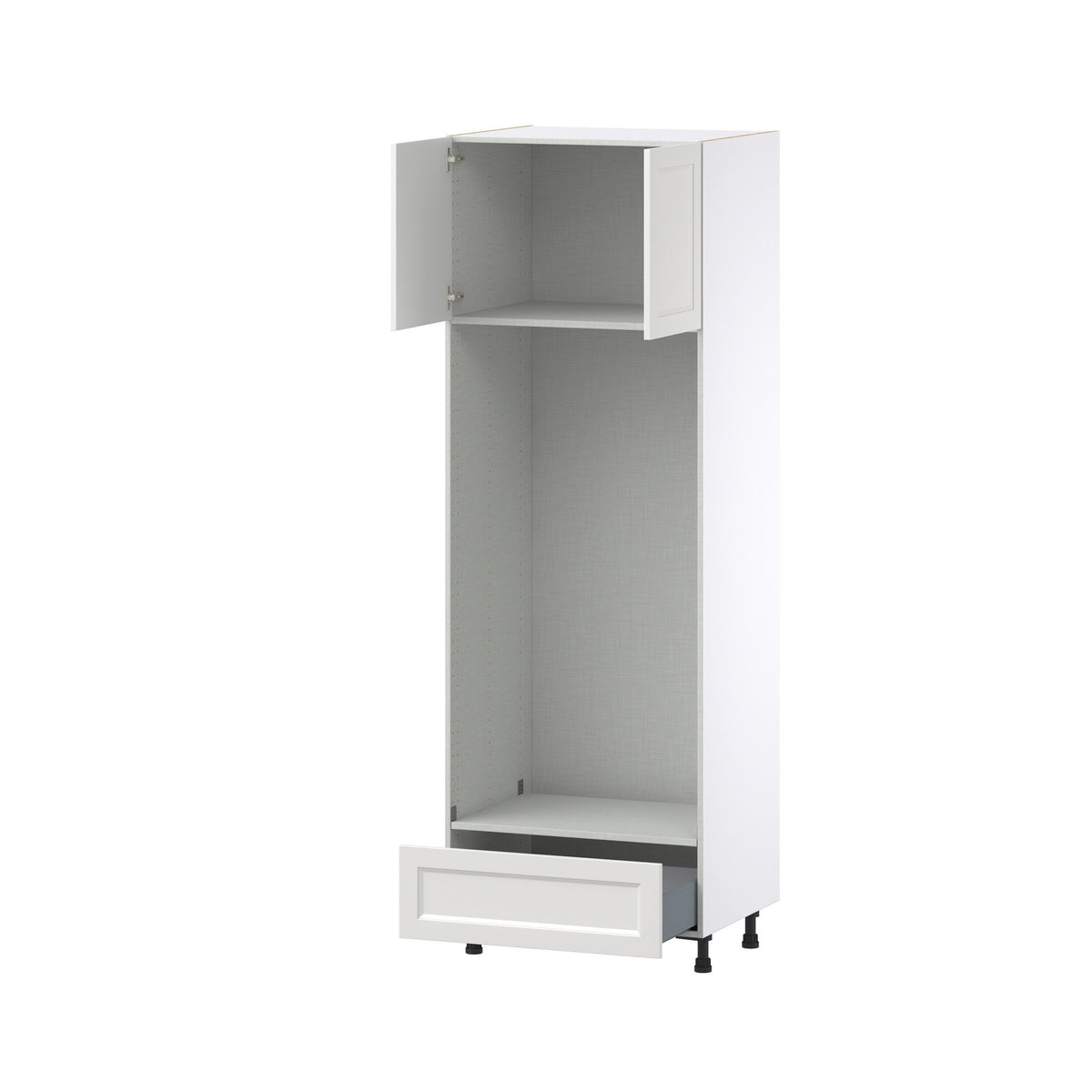 Hugo&Borg Riviera 30-in W x 89.5-in H x 24-in D Bright White 1-Drawer Microwave Base Fully Assembled Cabinet (Recessed Panel Shaker Style)