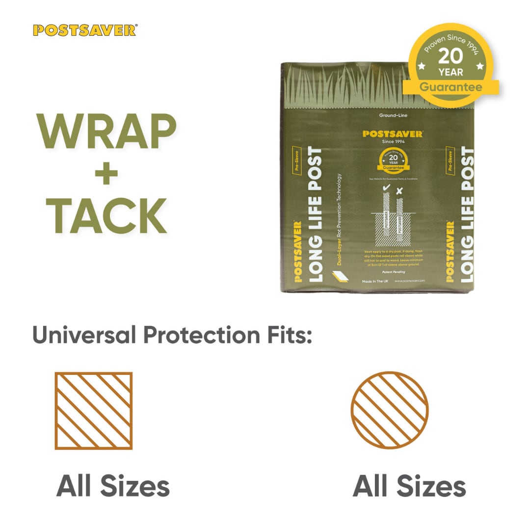 Postsaver Rot Protection Post Wrap and Tack 180-in Black/Green Composite Post Sleeve For Wood Fence