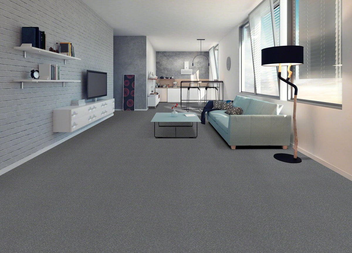 STAINMASTER Essentials Blue Diamonds II 12-ft Concrete Textured Indoor Carpet