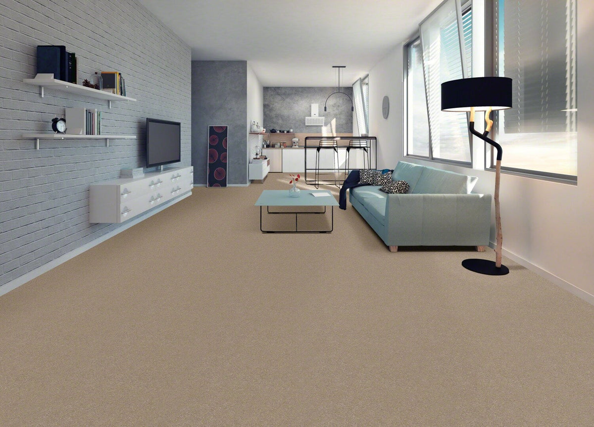 STAINMASTER Essentials Blue Diamonds I Raw Lumber 8-in x 8-in Polyester Textured Indoor Carpet Sample