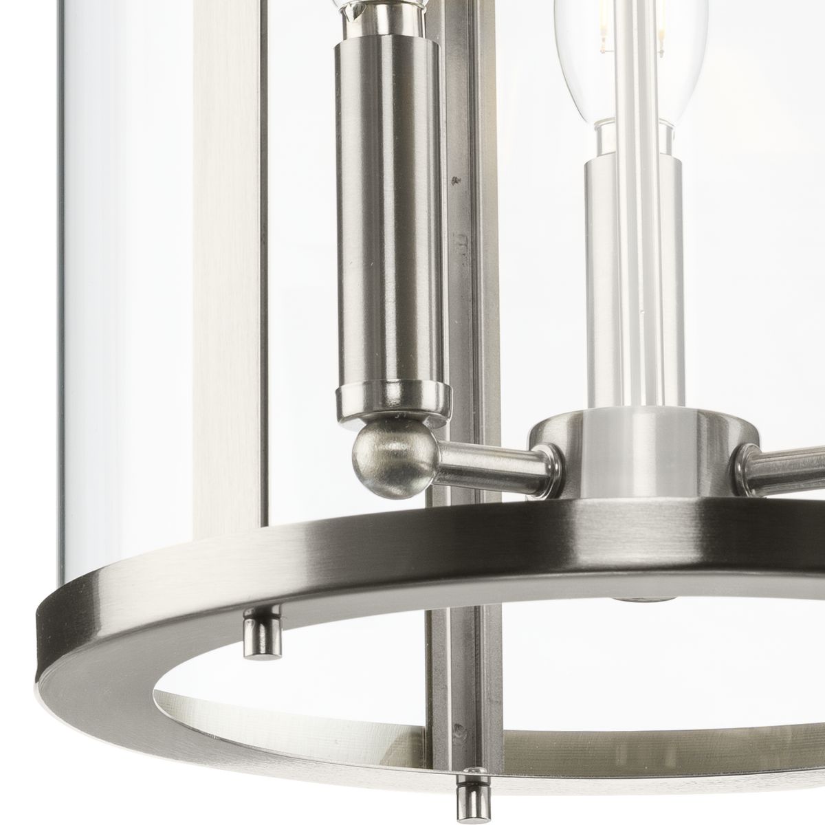 Progress Lighting Gilliam 3-Light Brushed Nickel Farmhouse Clear Glass Cylinder Medium Hanging Pendant Light