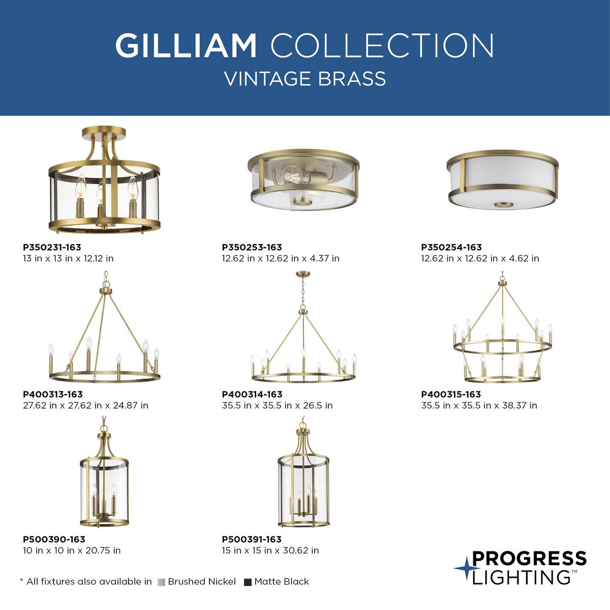 Progress Lighting Gilliam 6-Light Matte Black Farmhouse Chandelier