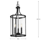Progress Lighting Gilliam 3-Light Matte Black Farmhouse Clear Glass Cylinder Medium Hanging Pendant Light