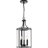 Progress Lighting Gilliam 3-Light Matte Black Farmhouse Clear Glass Cylinder Medium Hanging Pendant Light