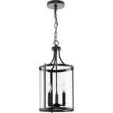 Progress Lighting Gilliam 3-Light Matte Black Farmhouse Clear Glass Cylinder Medium Hanging Pendant Light