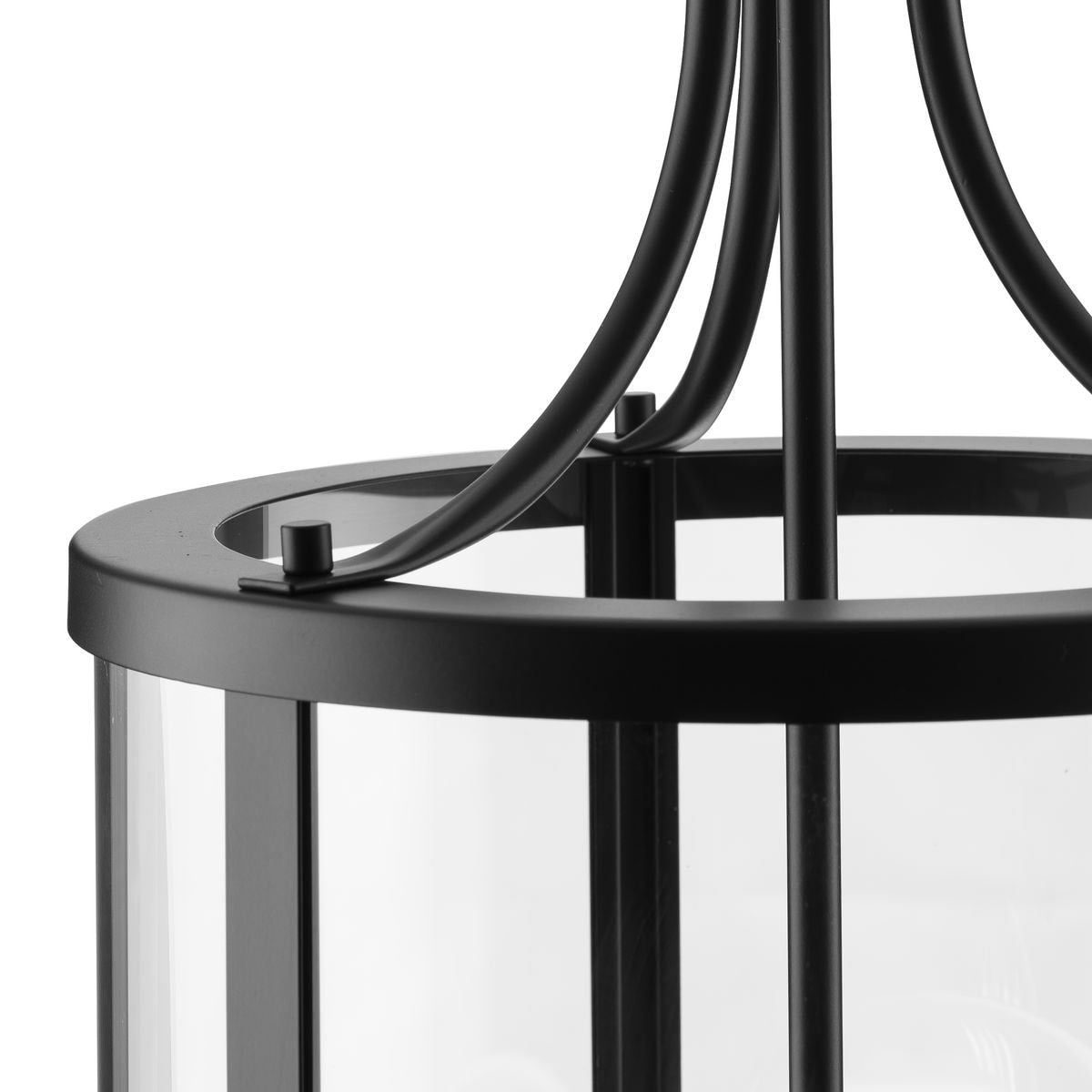 Progress Lighting Gilliam 3-Light Matte Black Farmhouse Clear Glass Cylinder Medium Hanging Pendant Light