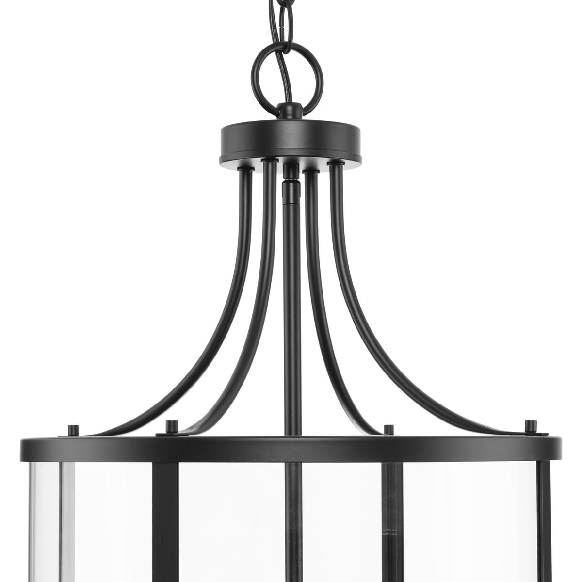 Progress Lighting Gilliam 4-Light Matte Black Farmhouse Clear Glass Cylinder Medium Hanging Pendant Light