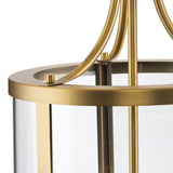 Progress Lighting Gilliam 3-Light Vintage Brass Farmhouse Clear Glass Cylinder Medium Hanging Pendant Light