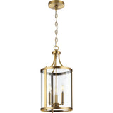 Progress Lighting Gilliam 3-Light Vintage Brass Farmhouse Clear Glass Cylinder Medium Hanging Pendant Light