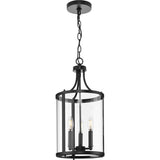 Progress Lighting Gilliam 3-Light Matte Black Farmhouse Clear Glass Cylinder Medium Hanging Pendant Light