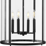 Progress Lighting Gilliam 4-Light Matte Black Farmhouse Clear Glass Cylinder Medium Hanging Pendant Light